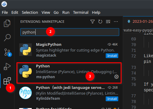 Buscar Extensão Python